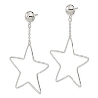 Sterling Silver Star Dangle Post Earrings view 2
