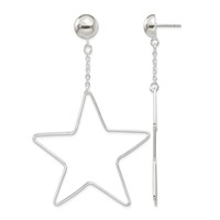 Sterling Silver Star Dangle Post Earrings view 1