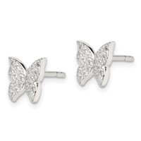 Sterling Silver CZ Butterfly Post Earrings view 2