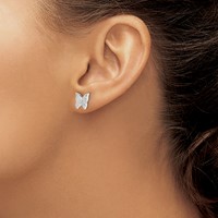 Sterling Silver CZ Butterfly Post Earrings view 3