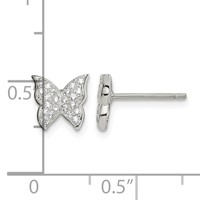 Sterling Silver CZ Butterfly Post Earrings view 4