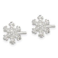 Sterling Silver CZ Snowflake Post Earrings view 2