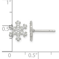 Sterling Silver CZ Snowflake Post Earrings view 4