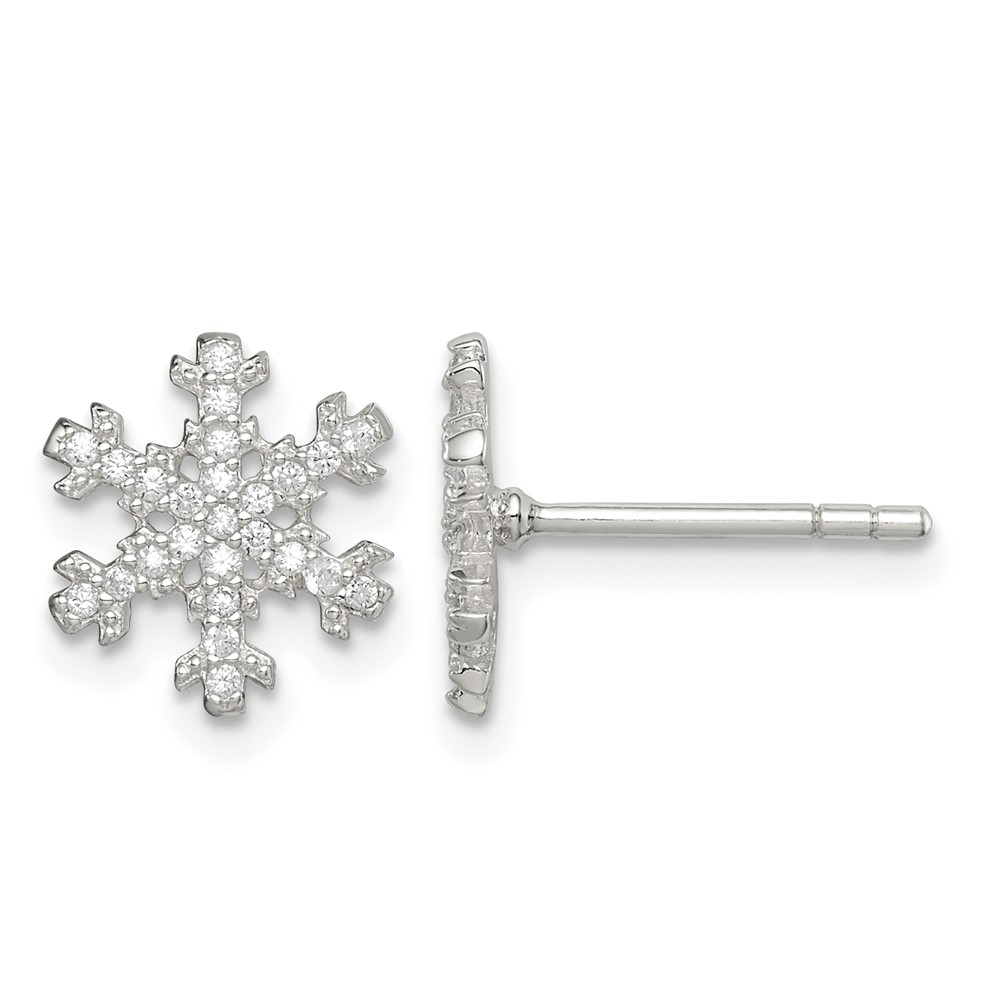 Sterling Silver CZ Snowflake Post Earrings