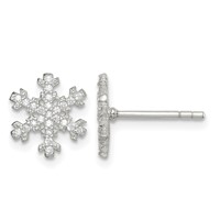 Sterling Silver CZ Snowflake Post Earrings view 1