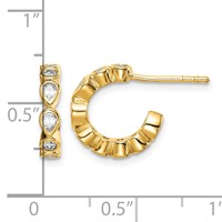 Sterling Silver Gold-tone CZ Post Hoop Earrings view 4