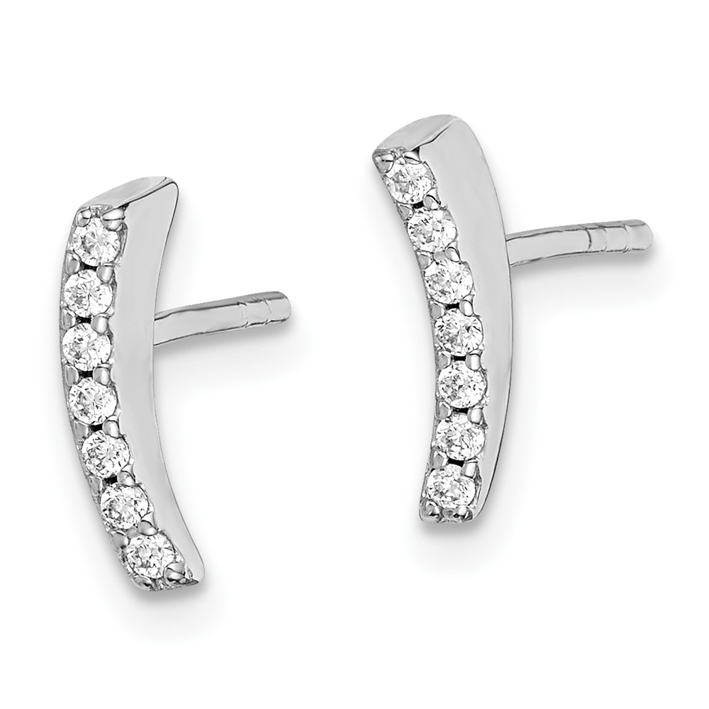Sterling Silver Rhodium-plated Polished CZ Curved Wedge Post Earrings (QE14658)