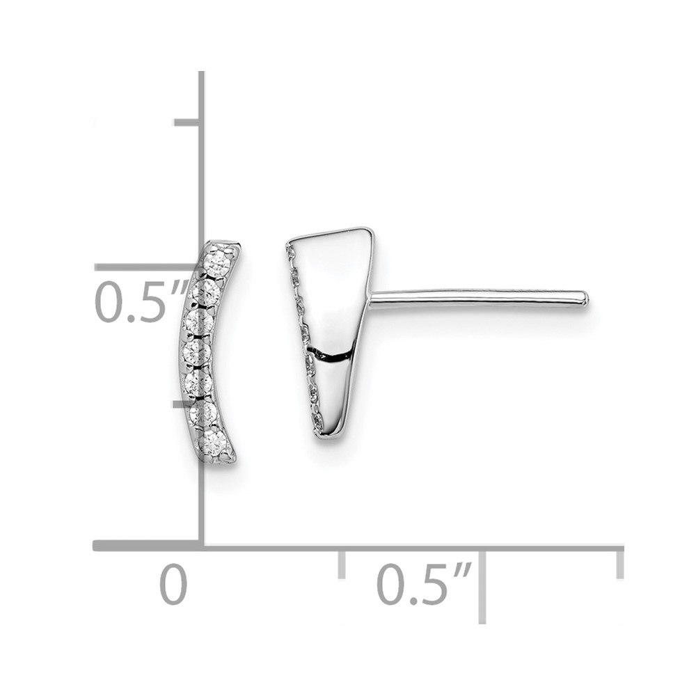 Sterling Silver Rhodium-plated Polished CZ Curved Wedge Post Earrings (QE14658)