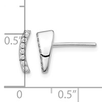Sterling Silver Rhodium-plated Polished CZ Curved Wedge Post Earrings view 4
