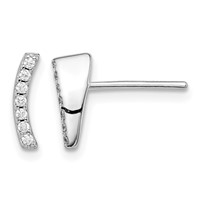 Sterling Silver Rhodium-plated Polished CZ Curved Wedge Post Earrings view 1