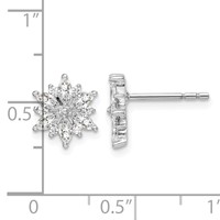 Sterling Silver Rhodium-plated Polished CZ Snowflake Post Earrings view 4
