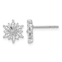 Sterling Silver Rhodium-plated Polished CZ Snowflake Post Earrings view 1