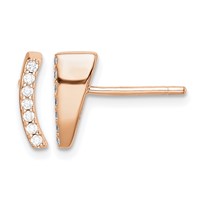 Sterling Silver Rose-tone Polished CZ Curved Wedge Post Earrings view 1