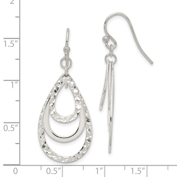 Sterling Silver Teardrop Dangle Shepard Hook Earrings