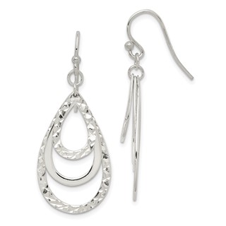 Sterling Silver Teardrop Dangle Shepard Hook Earrings