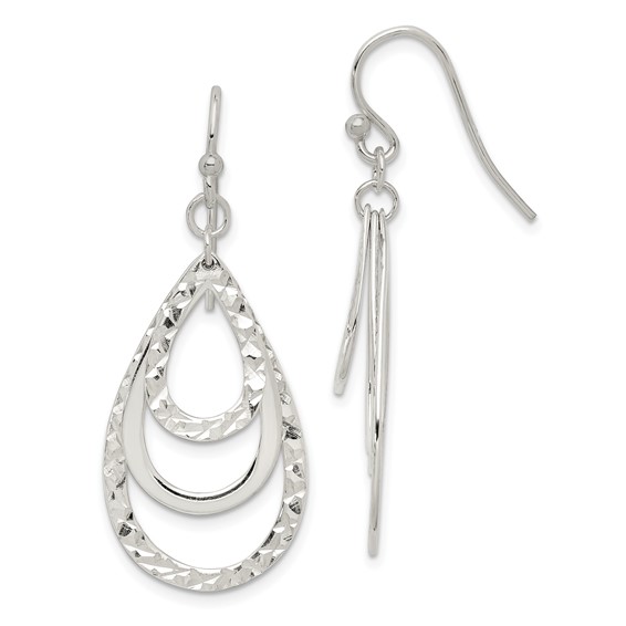 Sterling Silver Teardrop Dangle Shepard Hook Earrings
