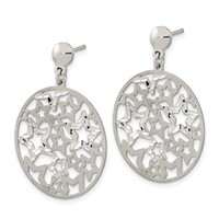 Sterling Silver Brushed Star Dangle Earrings view 2
