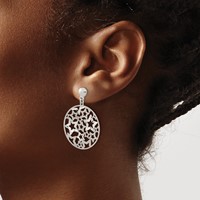 Sterling Silver Brushed Star Dangle Earrings view 3