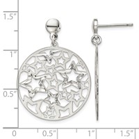 Sterling Silver Brushed Star Dangle Earrings view 4