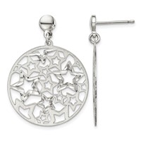 Sterling Silver Brushed Star Dangle Earrings view 1