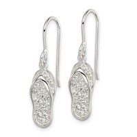 Sterling Silver CZ Flip-Flop Dangle Earrings view 2
