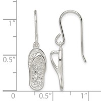 Sterling Silver CZ Flip-Flop Dangle Earrings view 4