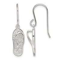 Sterling Silver CZ Flip-Flop Dangle Earrings view 1