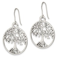 Sterling Silver Tree of Life Dangle Earrings view 2