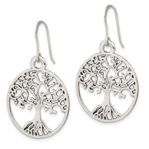 Sterling Silver Tree of Life Dangle Earrings