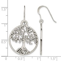 Sterling Silver Tree of Life Dangle Earrings view 4