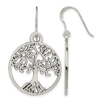 Sterling Silver Tree of Life Dangle Earrings view 1