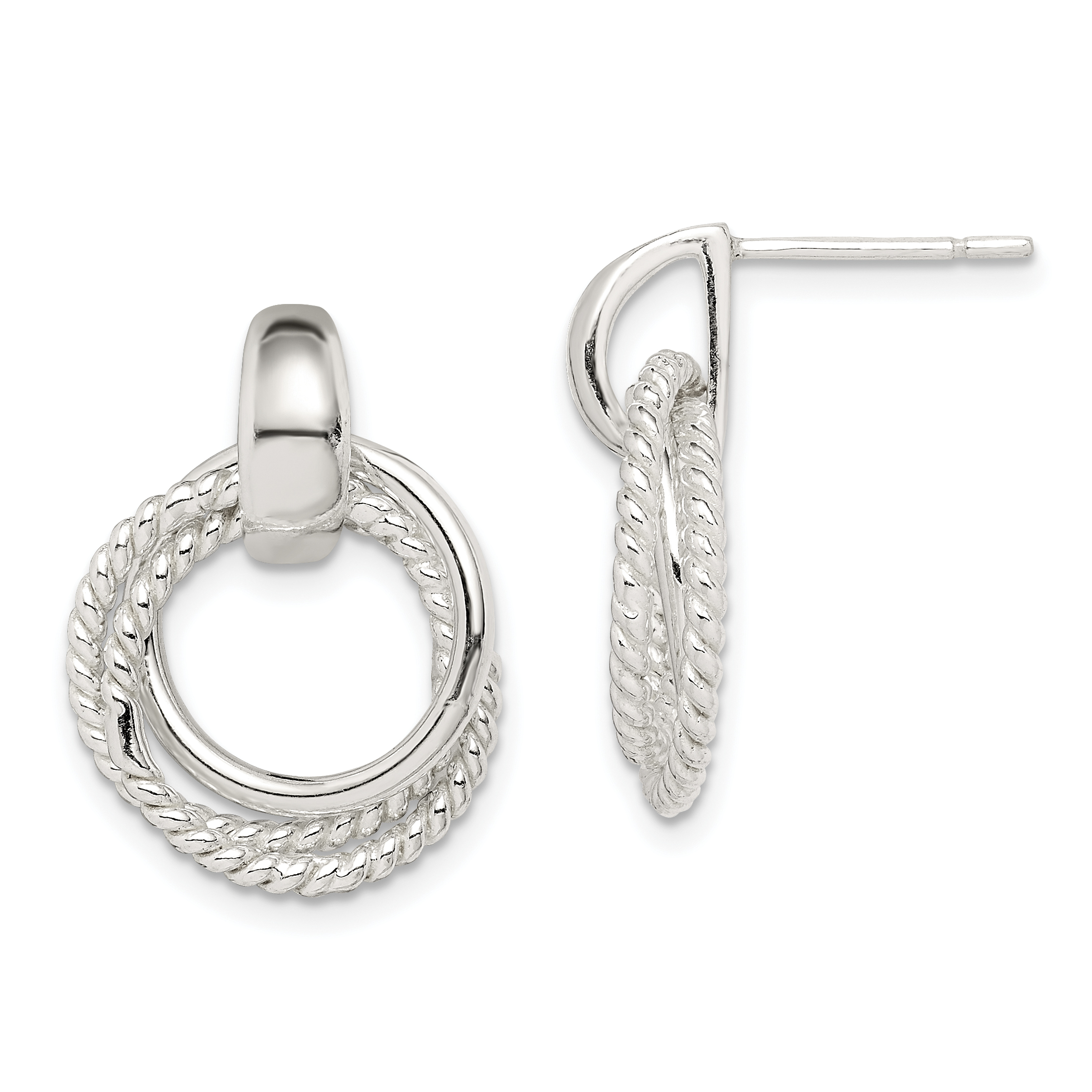 Sterling Silver Twisted Post Dangle Earrings (QE14688)