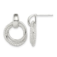 Sterling Silver Twisted Post Dangle Earrings view 1