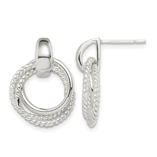 Sterling Silver Twisted Post Dangle Earrings
