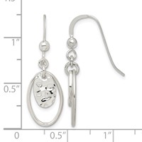 Sterling Silver Polished & Hammered Oval Dangle Earrings view 4