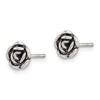 Sterling Silver Oxidized Flower Post Earrings view 2