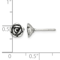 Sterling Silver Oxidized Flower Post Earrings view 4