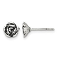 Sterling Silver Oxidized Flower Post Earrings view 1