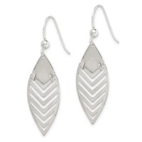 Sterling Silver Polished Leaf Dangle Earrings view 2