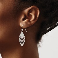 Sterling Silver Polished Leaf Dangle Earrings view 3
