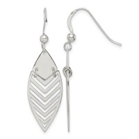 Sterling Silver Polished Leaf Dangle Earrings view 1