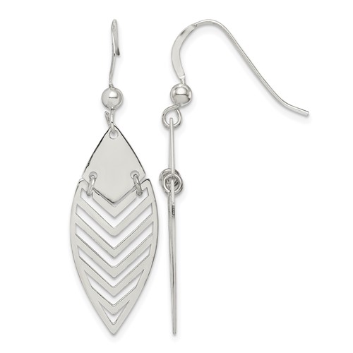 Sterling Silver Polished Leaf Dangle Earrings