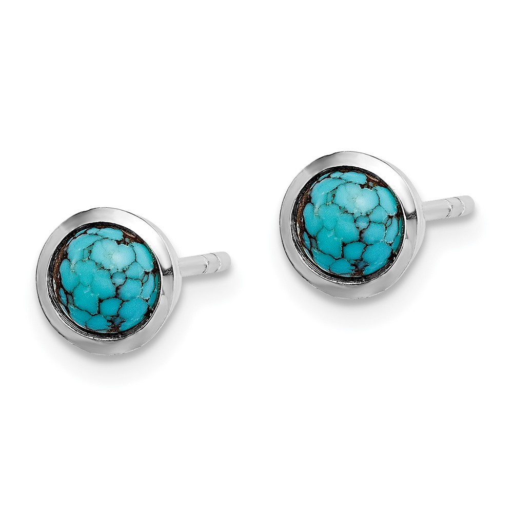 Sterling Silver Round Turquoise Post Earrings (QE14709)