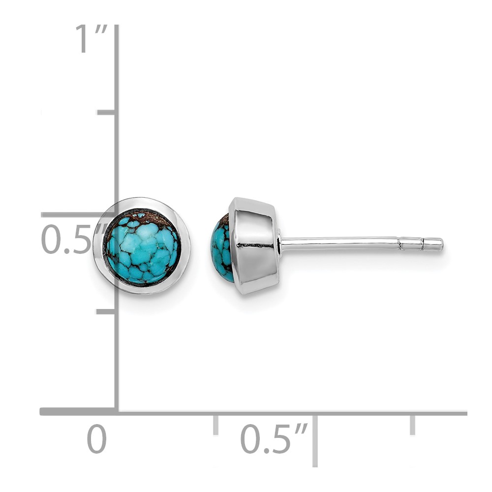 Sterling Silver Round Turquoise Post Earrings (QE14709)