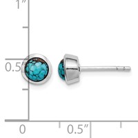Sterling Silver Round Turquoise Post Earrings view 4