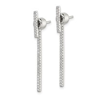 Sterling Silver CZ Bar Front and Back Earrings view 2