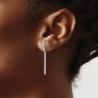 Sterling Silver CZ Bar Front and Back Earrings view 3