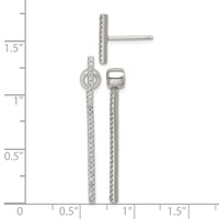 Sterling Silver CZ Bar Front and Back Earrings view 4
