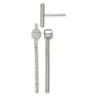 Sterling Silver CZ Bar Front and Back Earrings view 1