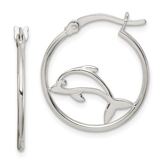 Sterling Silver Polished Dolphin Hoop Earrings